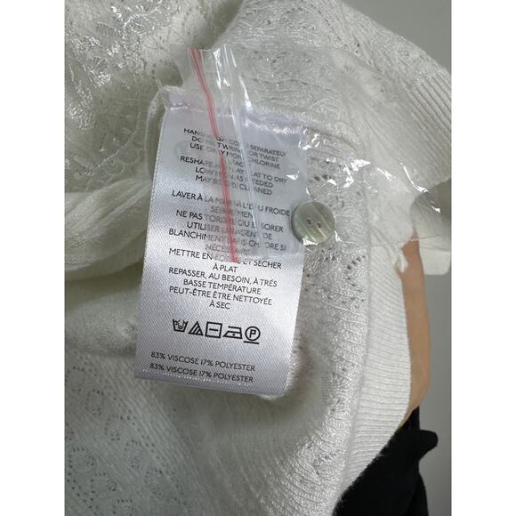 Anthropologie NWT Women’s Pointelle Rosette Crew Neck Cardigan Sweater size M - Picture 6 of 7